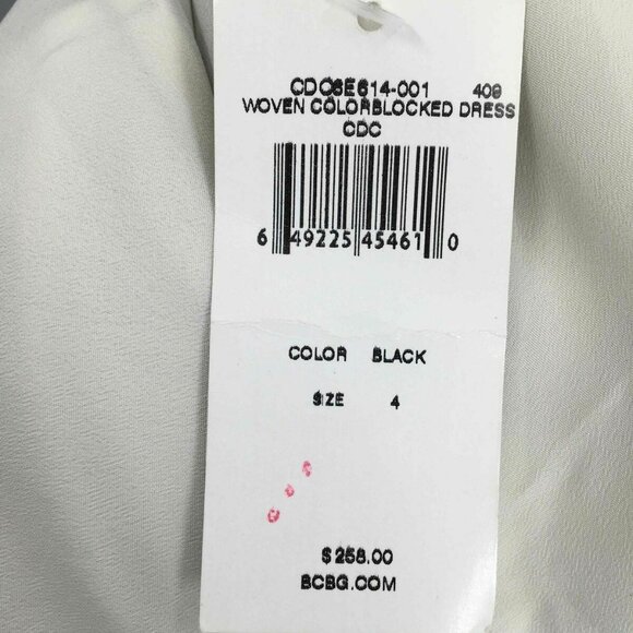 BCBG MAXAZRIA Black/White Silk Fit & Flare Mini Dress w/ Pockets, Size 12, NWT - Picture 6 of 6